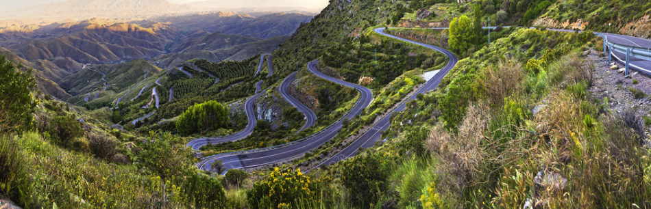 Hairpin bends on a mountain road in eastern Spain